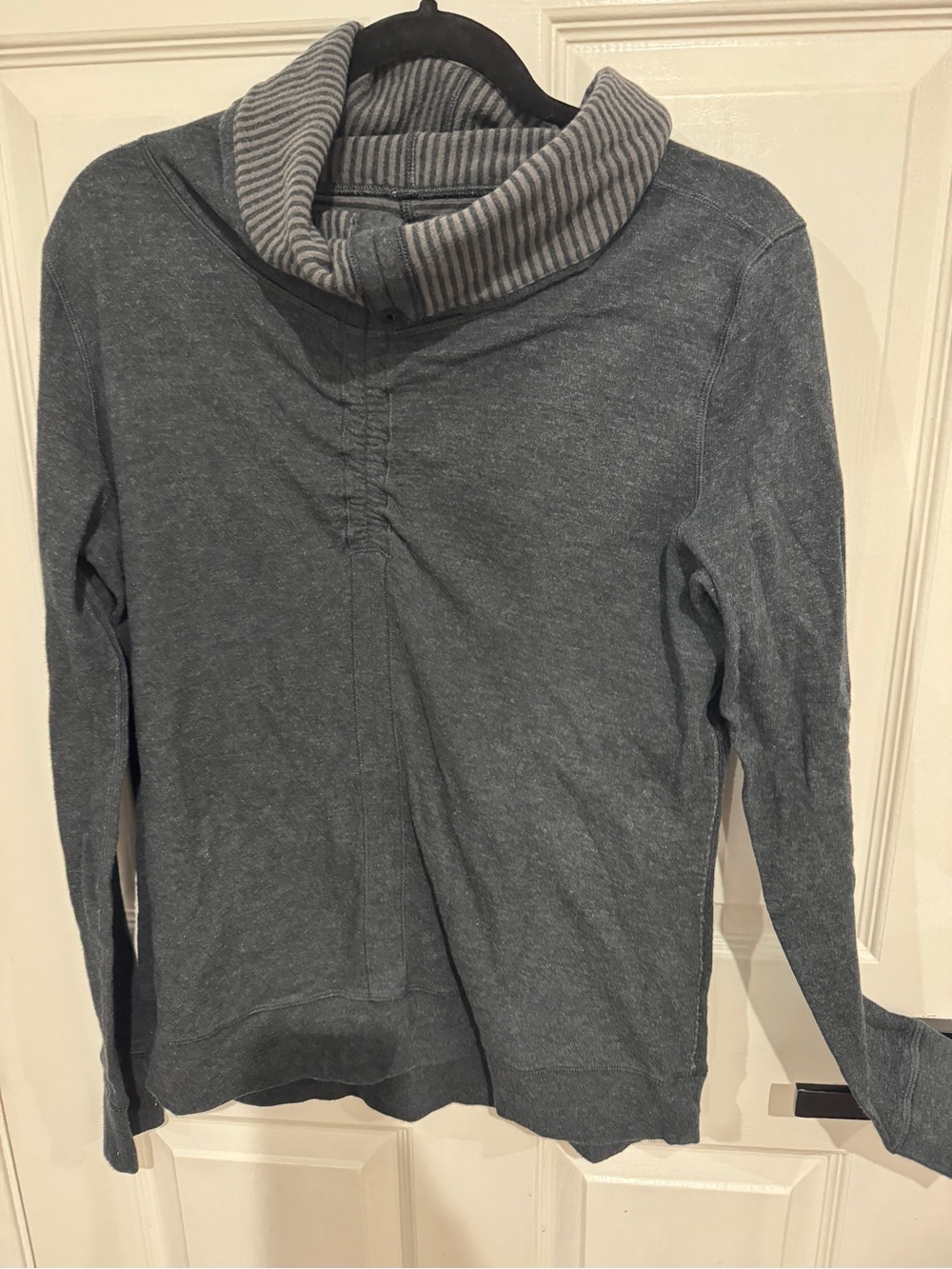 lululemon athletica Heather Gray Striped Funnel Neck Pullover